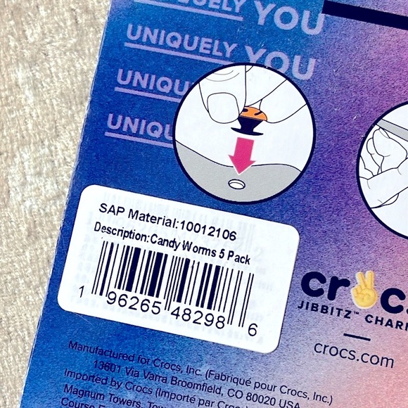 Brand New Crocs Jibbitz Charms 5 Pack Colorful Candy Worms - Picture 7 of 9